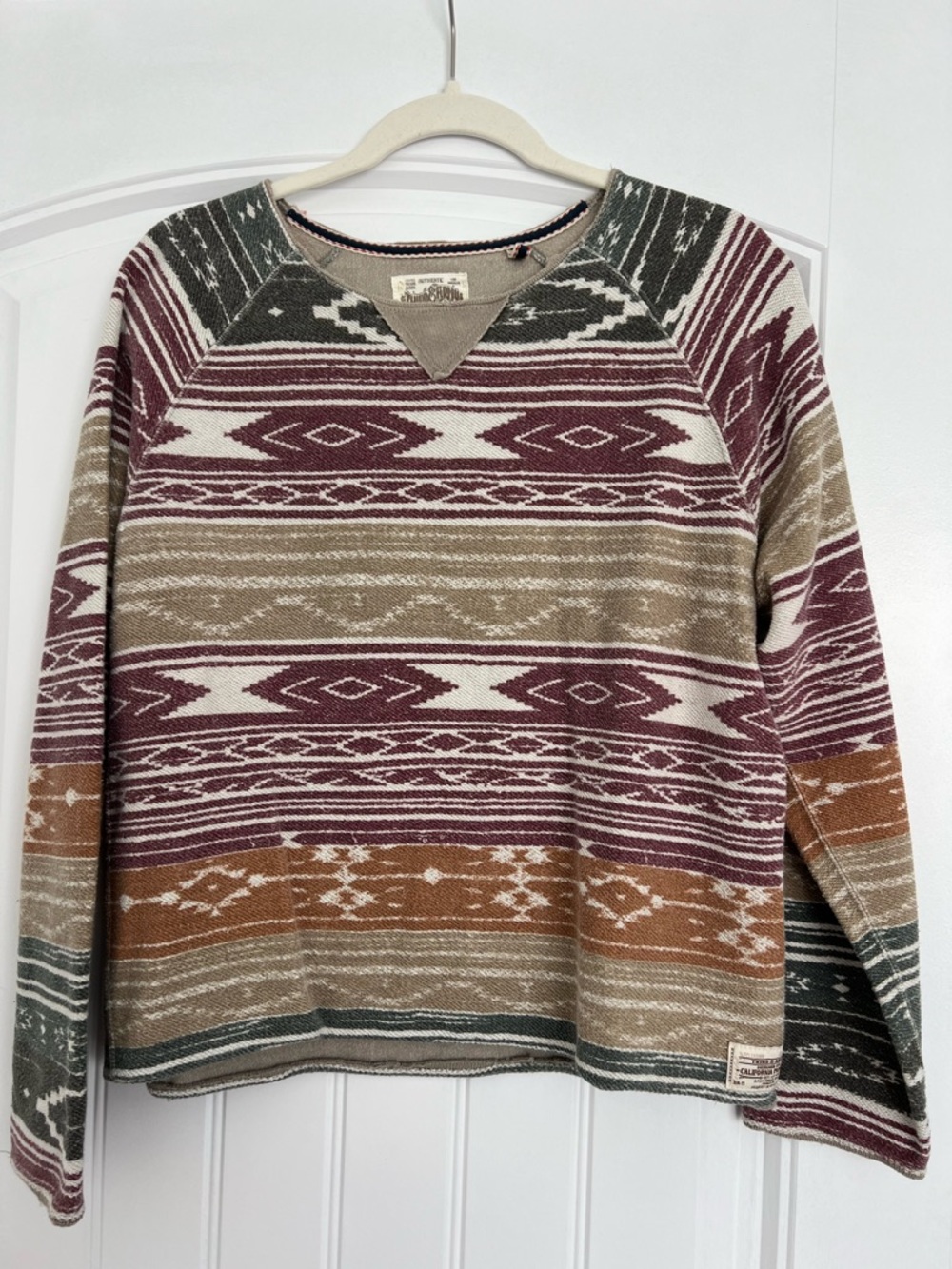 Third & Army Aztec Pattern Cotton/Polyester Crewneck Pullover Women’s Boho